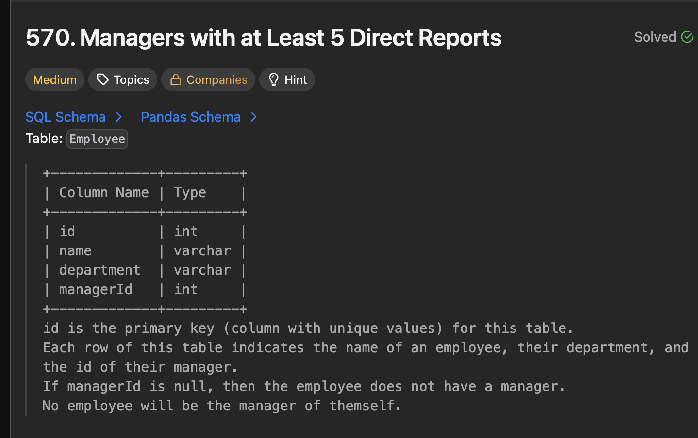 30 Days Of LeetCode Database Challenge Day 7 - (570. Managers with at Least 5 Direct Reports)