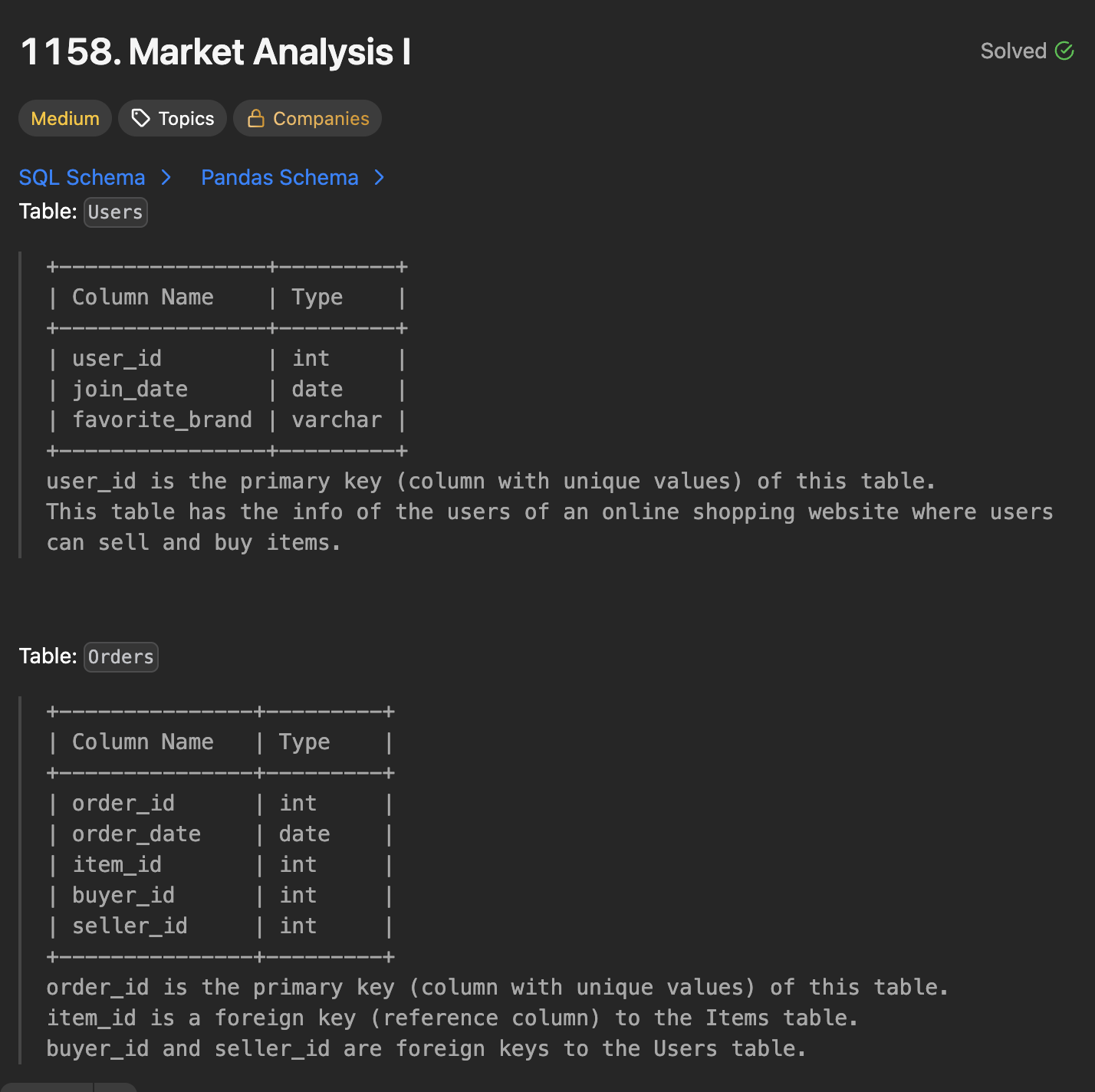 30 Days Of LeetCode Database Day 14 - 1158. Market Analysis I