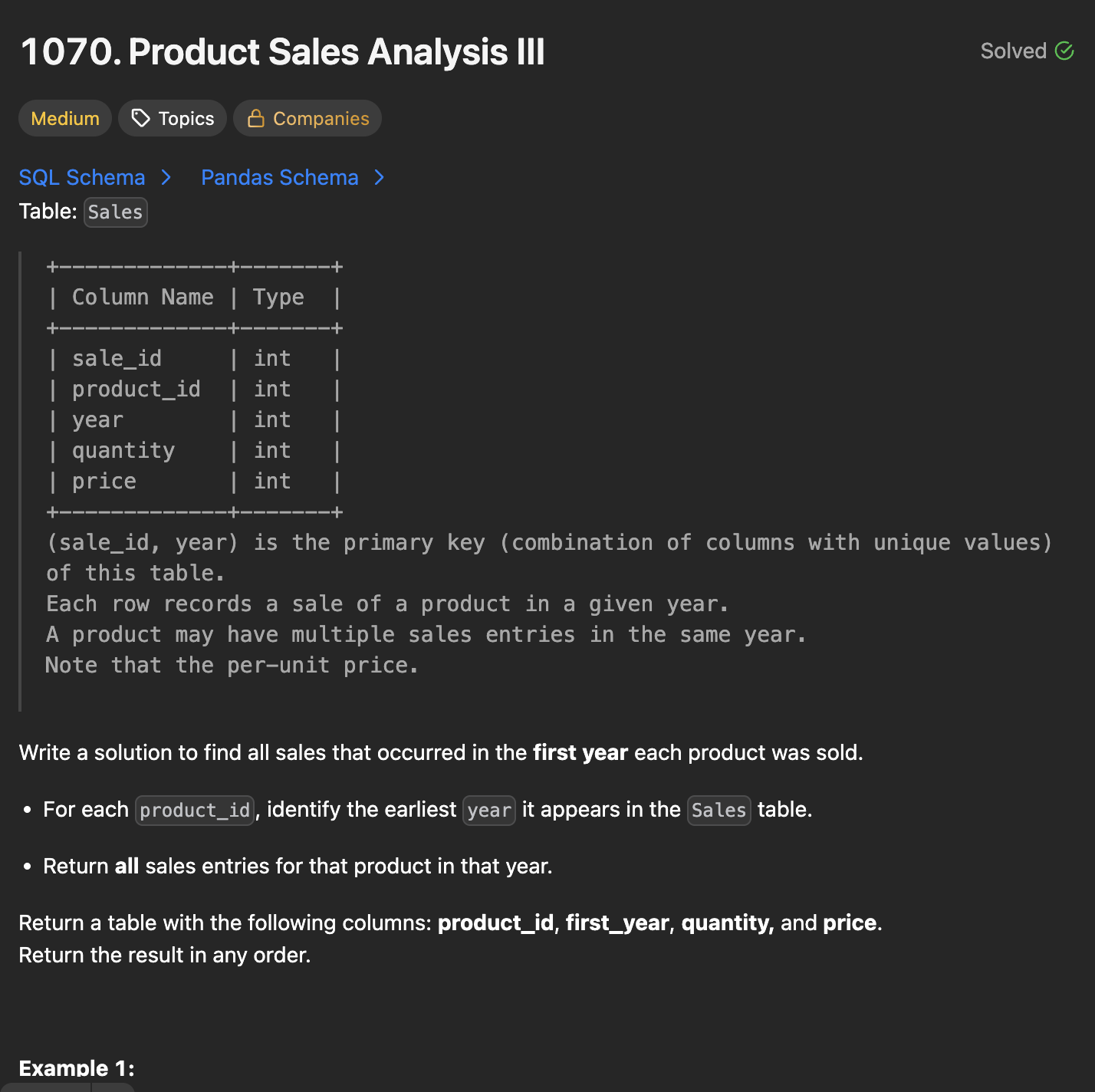 30 Days Of LeetCode Database Day 16 - 1070. Product Sales Analysis III